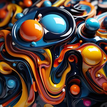AI generated illustration of A vibrantSwirly, liquid, brightly colored plastic.
