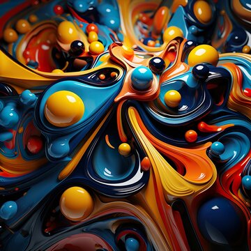 AI generated illustration of A vibrant Swirly, liquid, brightly colored plastic.