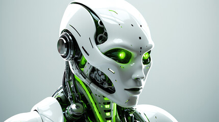 Artificial intelligence, futuristic digital technology humanoid robot face - obrazy, fototapety, plakaty