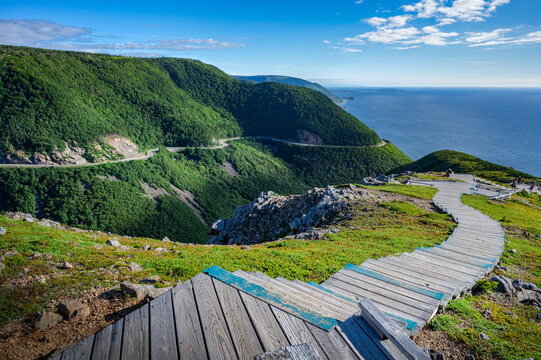 Scenic view over the horizon on the Skyline trail at dusk, Highlands national park, Nova Scotia, Canada