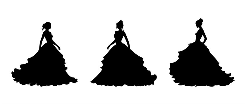 Princess Silhouette with Beautiful Dress SVG Files | CreativeCatandCo