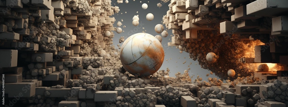 Canvas Prints ai generated illustration of an abstract background white spheres, rocks and cubes