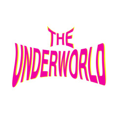 Modern lettering style illustration of 'Underworld,' featuring colorful typography and graphic design