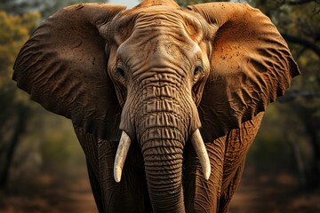 AI generated illustration of a closeup of a elephant in a savannah