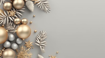 Fototapeta premium Minimalistic design Merry Christmas and Happy new year. Festive design with decorative elements.