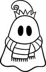cute ghost christmas outline