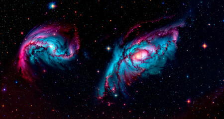 Generative AI. Space wallpaper and background. Universe with stars, constellations, galaxies, nebulae and gas and dust clouds