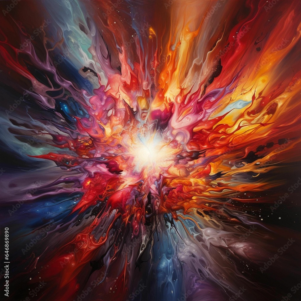 Canvas Prints ai generated illustration of a vibrant abstract painting with a large circular focal point
