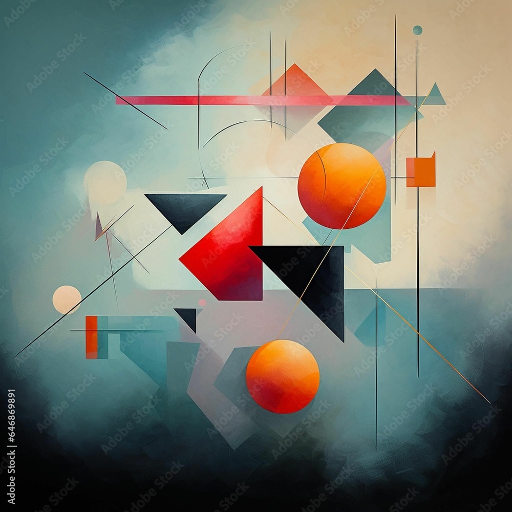 Canvas Prints ai generated illustration of an abstract minimalistic painting with geometric shapes