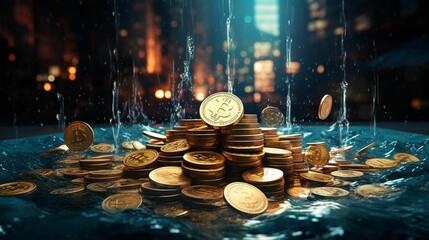 AI generated illustration of a stack of Bitcoins