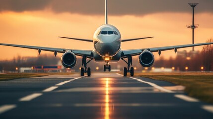 Commercial air plane landing in airport