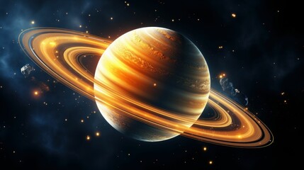 Naklejka premium AI generated illustration of the planet Saturn in the space