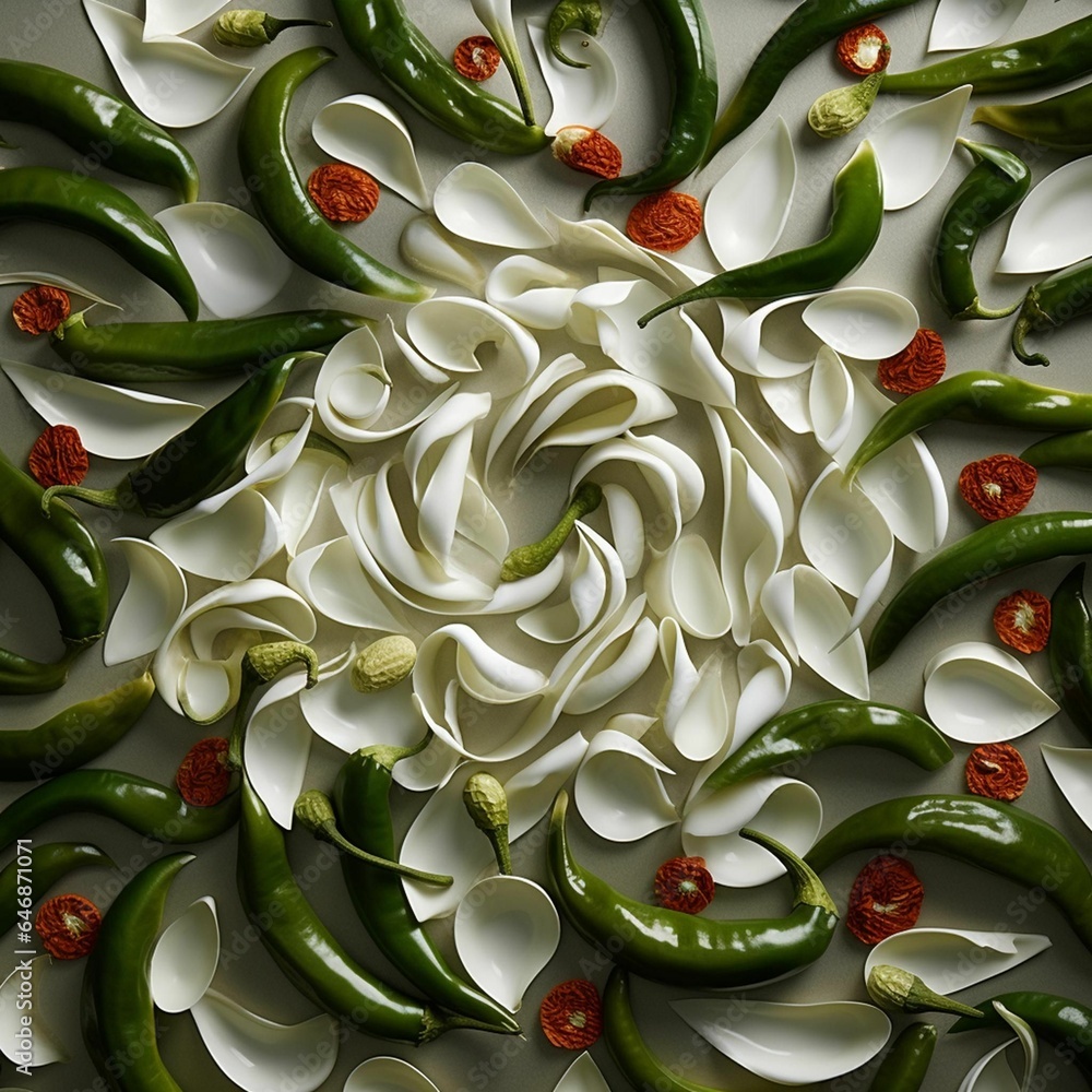 Canvas Prints ai generated illustration of a stack of various peppers on a white surface