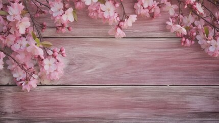 Fototapeta na wymiar Vintage and Rustic Cherry Blossom Wood Atmosphere - AI Generated