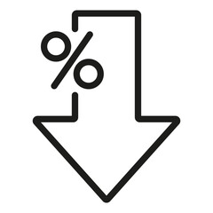 Percent arrow isolated icon in line style. Vector business concept.