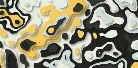 Obraz premium Paper cut 3d render topography abstract ,beautiful color palette colors, waves and layers, flat fiber structures, holes, macro texture digital art ,background for desktop, vector illustration