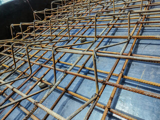Stair structure with steel bars tied closely together