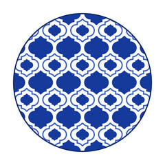 Porcelain plate with traditional blue on white design in Asian style. design pattern for background, plate, dish, bowl, lid, tray, salver, vector illustration art embroidery. symbol style plate.