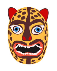 Mexican jaguar mask. Vector isolated illustration. © Nastasja