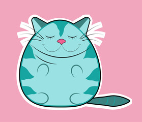 Vector cute fat cat sitting cartoon vector  illustration 