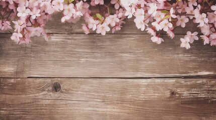 Naklejka na ściany i meble Vintage and Rustic Cherry Blossom Wood Atmosphere - AI Generated