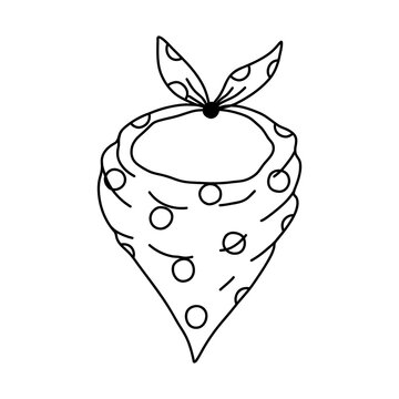 recommend clip art: Cute cowboy scarf doodle with hand drawn outline. Western neck bandana, neckerchief and handkerchief. Unisex neck accessory in Wild West style. Biker face scarf, bandanna shawl isolated on white