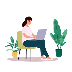 Fototapeta na wymiar woman working on laptop ilustration
