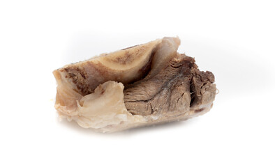 boiled beef on the bone on a white background