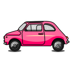 Retro car pink sweetheart cartoon © Natallia