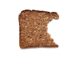 rectangular rye bread with seeds on a white background