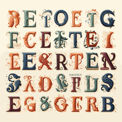 English alphabet fonts in different colors illustration
