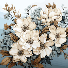 Engraving hand drawn floral background illustration
