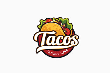 a taco logo on white background. This asset is suitable for food-related businesses, restaurants, cafe, foodtruck, especially for Mexican food.