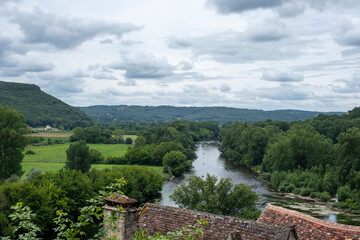Fototapeta na wymiar panorama view of Dordogne river and landscape in France
