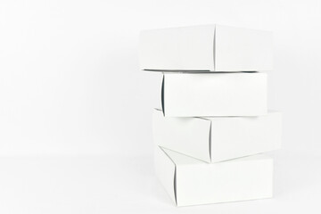 Set of white  boxes packaging on white background.