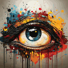 Eye in abstract art style background illustration
