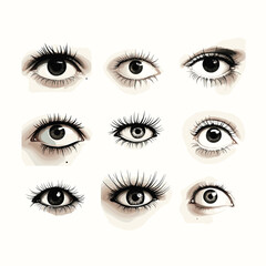 Eyes and eyebrows set illustration
