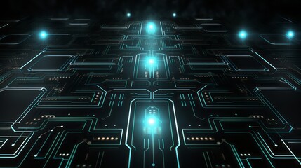 Obraz premium A sleek and minimalist high-tech background featuring glowing circuitry patterns and digital elements, showcasing futuristic concepts in presentations and designs