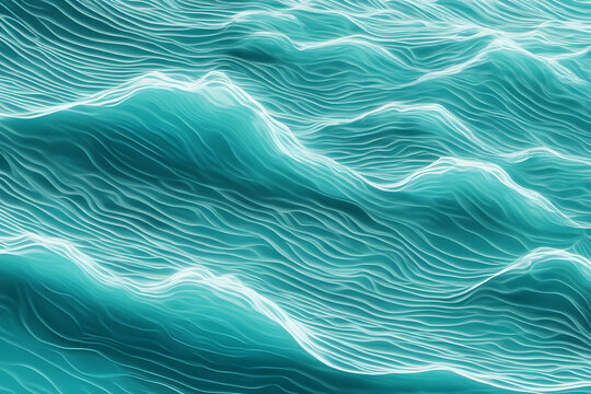 Abstract background of water ocean wave teal texture, blue and white water wave