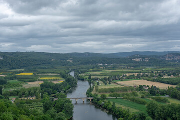Fototapeta na wymiar panorama view of Dordogne river and landscape in France