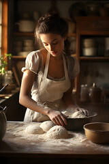 woman making dough