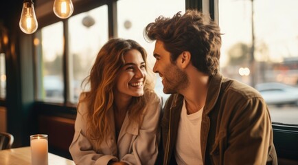 Young couple on their first date - stock photography - 646880251
