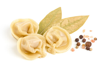 Dumplings filled with meat, isolated on white background.