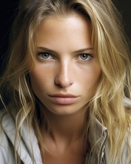 Naklejka premium Pretty Woman A fearless and direct stare expressing - stock photography