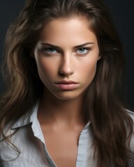 Fototapeta premium Pretty Woman A defiant and intense expression - stock photography