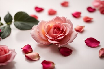Fototapeta na wymiar Delicate Blossom: Fragrant Rose Petals in Pink Bouquet