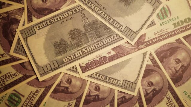 US dollar bills. Money with a face value of 100. Business and finance.