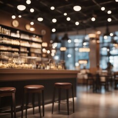 Coffee shop interior with blurred background