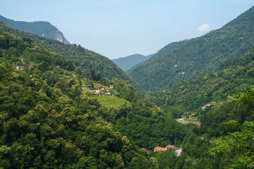 Naklejka na ściany i meble Landscape along the road of Arni, from Garfagnana to Alpi Apuane