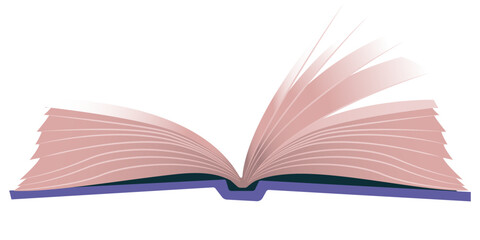 Open book with fluttering pages. Vector illustration.